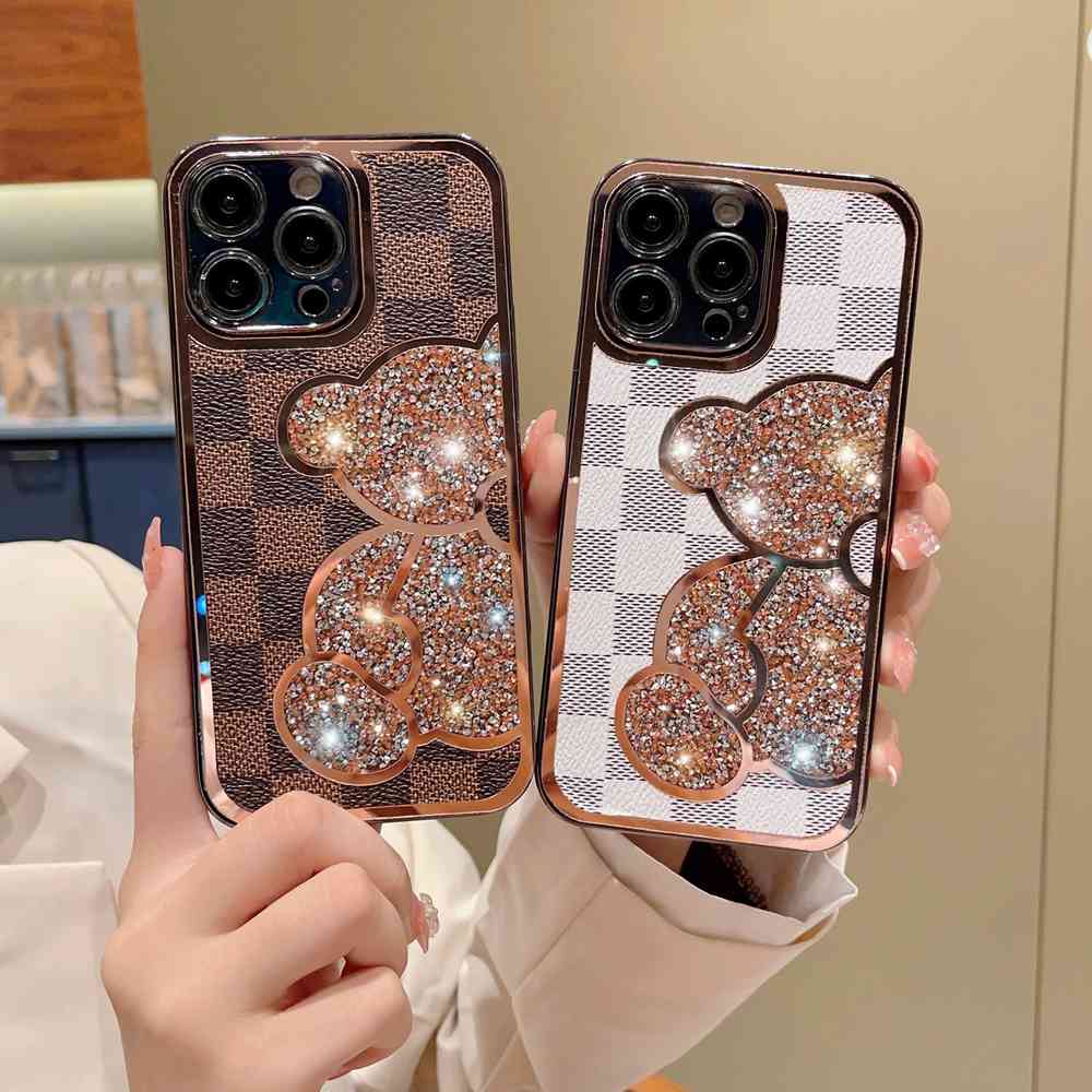Apple iPhone Case Diamond Bear Grid Cover – yhsmall