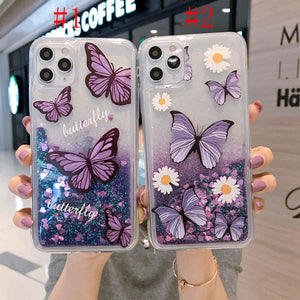 iPhone Butterfly Pattern Case Quicksand Soft TPU Cover