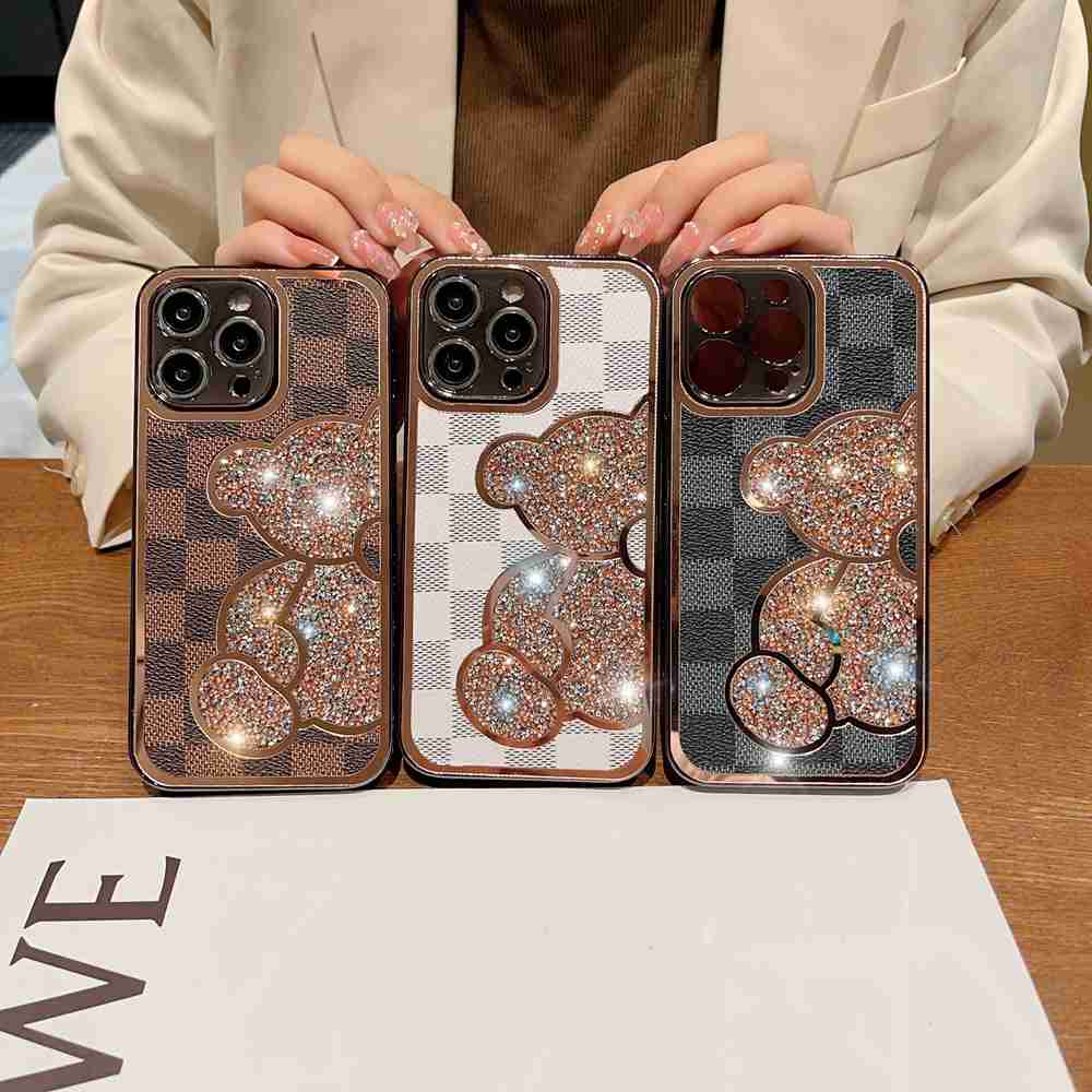 Apple iPhone Case Diamond Bear Grid Cover – yhsmall