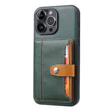 Load image into Gallery viewer, Veneer Card iPhone Leather Case, Green