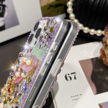 Load image into Gallery viewer, Handmade Peacock Diamond iPhone Case With Bracelet, Side View