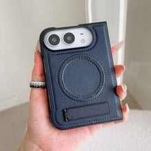 Load image into Gallery viewer, Leather MageSafe Holder Case for iPhone Samsung Google Fold and Flip Phone