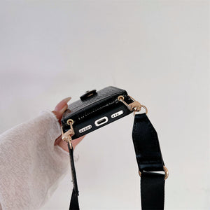 Flip Up and Down Card Bag With Adjustable Lanyard iPhone Case, Bottom View