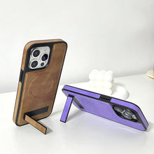 Load image into Gallery viewer, MagSafe Holder Leahter iPhone Case