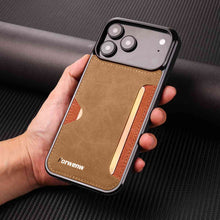 Load image into Gallery viewer, F5 Card Slot PU Leather Case for iPhone Series,  Brown Back View
