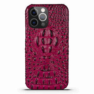 Apple iPhone Case 3D Crocodile Leather Cover, Red