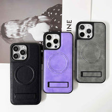 Load image into Gallery viewer, MagSafe Holder Leahter iPhone Case