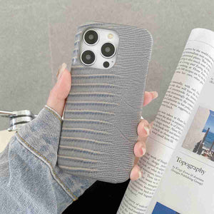 Lizard PU Leather iPhone Case, Grey