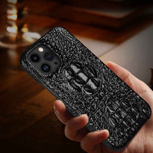 Load image into Gallery viewer, Apple iPhone Case 3D Crocodile Leather Cover, Black In Hand