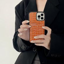 Load image into Gallery viewer, Crocodile Card Slot iPhone Case, Borwn Display