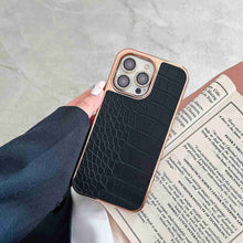 Load image into Gallery viewer, Luxury Crocodile iPhone Case, Black