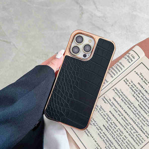 Luxury Crocodile iPhone Case, Black
