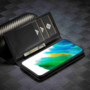 Samsung A Series Carbon Fiber Flip Window Case Cover