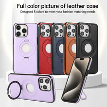 Load image into Gallery viewer, MagSafe Holder iPhone Case Hollow Leather Cover