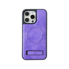 Load image into Gallery viewer, MagSafe Holder Leahter iPhone Case