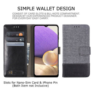 Canvas Samsung A Series Case Flip Window Fold Cover