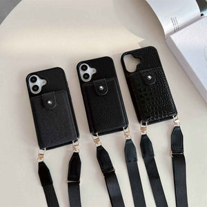 Flip Up and Down Card Bag With Adjustable Lanyard iPhone Case, 3 Types Case