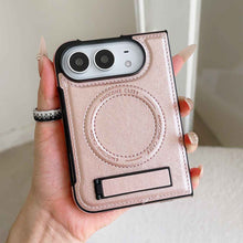 Load image into Gallery viewer, Leather MageSafe Holder Case for iPhone Samsung Google Fold and Flip Phone