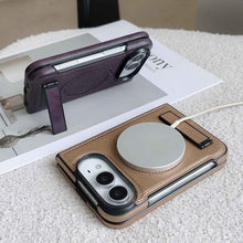 Load image into Gallery viewer, Leather MageSafe Holder Case for iPhone Samsung Google Fold and Flip Phone
