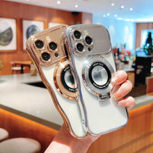 Load image into Gallery viewer, iPhone MagSafe Holder Case, Silver Gold Overall View