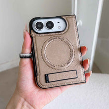 Load image into Gallery viewer, Leather MageSafe Holder Case for iPhone Samsung Google Fold and Flip Phone