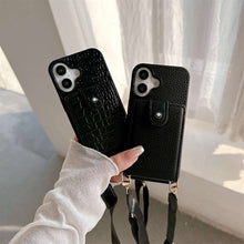 Load image into Gallery viewer, Flip Up and Down Card Bag With Adjustable Lanyard iPhone Case, In Hand Show