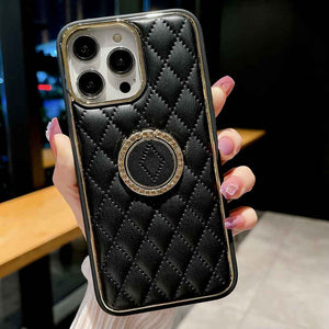 Apple iPhone Case Grid Pattern With Finger Holder Cover
