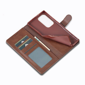 Samsung Case Magnetic Snap Buckle Card Slot Leather Cover