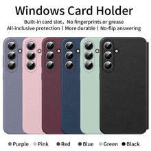 Load image into Gallery viewer, Samsung Smart Window Card Slot Leather Cover,  6 Colors Back View