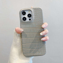 Load image into Gallery viewer, iPhone Crocodile Leather Case, Grey