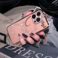 Load image into Gallery viewer, iPhone Diamond Metal Bumper,  Pink in Hand Model Show