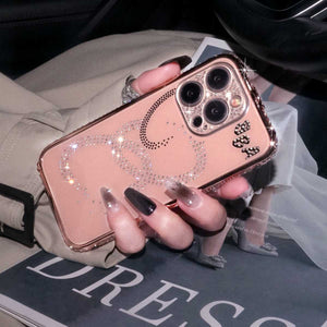 iPhone Diamond Metal Bumper,  Pink in Hand Model Show