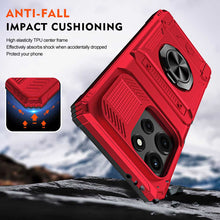 Load image into Gallery viewer, Red phone case with impact cushioning feature on a rocky background
