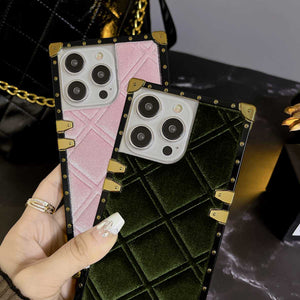 Velvet Grid Pearl Bracelet iPhone Case, Camera View