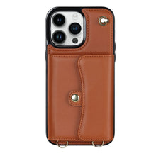 Load image into Gallery viewer, Organ Card Pack Leather iPhone Case, Brown