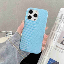 Load image into Gallery viewer, Lizard PU Leather iPhone Case, Light Blue