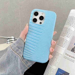 Lizard PU Leather iPhone Case, Light Blue