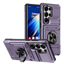 Load image into Gallery viewer, Card Slot Finger Ring Holder Samsung Case, Purple