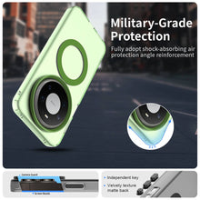 Load image into Gallery viewer, Green phone case with shock-absorbing air protection feature on a blurred street background