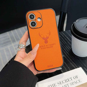 Deer Pattern Leather iPhone Case, Orange