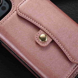 Organ Card Pack Leather iPhone Case, Buckle Card Bag