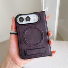 Load image into Gallery viewer, Leather MageSafe Holder Case for iPhone Samsung Google Fold and Flip Phone