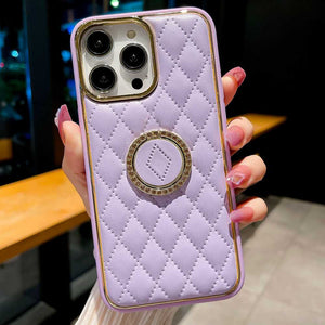 Apple iPhone Case Grid Pattern With Finger Holder Cover