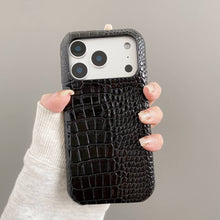 Load image into Gallery viewer, Gradient Crocodile Leather iPhone Case, Black