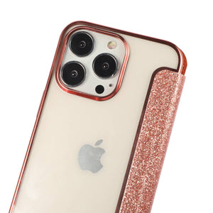 Glitter PU Leather Flip Window iPhone Case