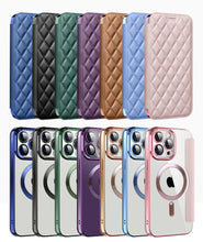 Load image into Gallery viewer, MagSafe Leather Flip iPhone Case Transparent Electroplated Magnetic Cover