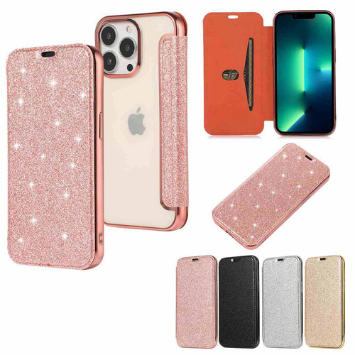 Glitter PU Leather Flip Window iPhone Case