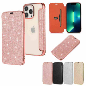 Glitter PU Leather Flip Window iPhone Case