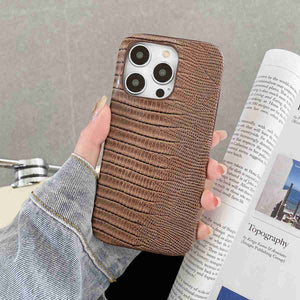 Lizard PU Leather iPhone Case, Brown