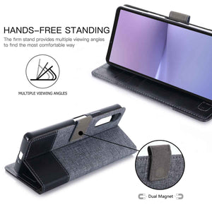 Canvas Oppo Case Flip Window Fold Cover